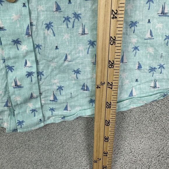 Southern Tide Shirt Mens Medium Seascape Print Linen Blend Hawaiian Resort Vaca - Picture 9 of 10